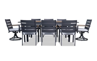 Laguna 9 Piece Gray Aluminum Outdoor Dining Set