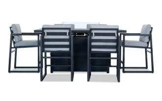 Glam 7 Piece Gray Aluminum Outdoor Fire Pit Bar Set