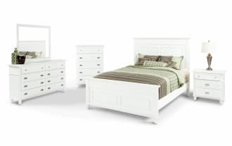 Spencer 5 Piece Queen White Panel Bedroom Set