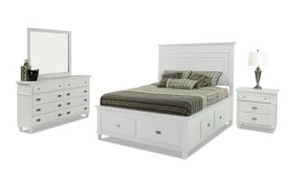 Spencer 4 Piece Queen White Storage Platform Bedroom Set