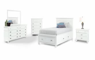 Spencer 5 Piece Twin White Storage Platform Bedroom Set