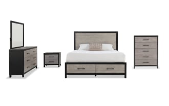Fusion 5 Piece Queen Black & Gray Storage Platform Bedroom Set