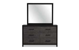 Fusion Black & Gray 6 Drawer Dresser & Mirror