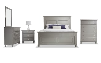 Spencer 5 Piece Full Gray Panel Bedroom Set