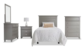 Spencer 5 Piece Twin Gray Panel Bedroom Set (Headboard Only)