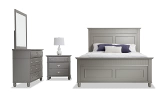 Spencer 4 Piece Queen Gray Panel Bedroom Set