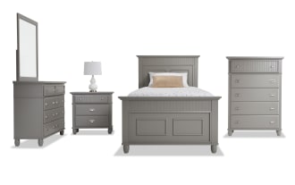 Spencer 5 Piece Twin Gray Panel Bedroom Set