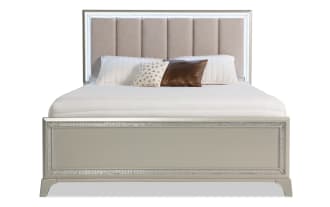 Celine Queen Silver Upholstered Panel Bed