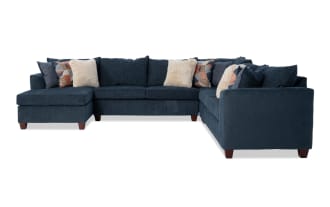 Brynn Navy 142'' 4 Piece Left Arm Facing Chaise Sectional