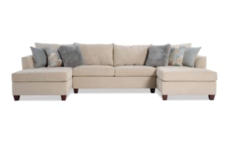 Brynn Beige 142'' 3 Piece Dual Chaise Sectional