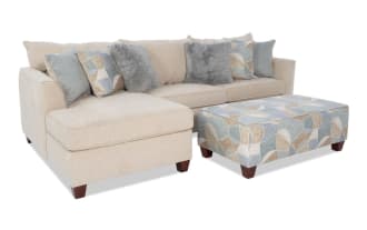 Brynn Beige 114'' 2 Piece Left Arm Facing Chaise Sectional with Ottoman