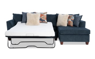 Brynn Navy 114'' 2 Piece Right Arm Facing Sleeper Chaise Sectional with Full Gel Mattress