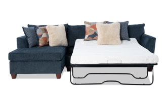 Brynn Navy 114'' 2 Piece Left Arm Facing Sleeper Chaise Sectional with Full Gel Mattres