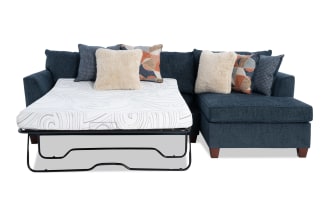 Brynn Navy 114'' 2 Piece Right Arm Facing Sleeper Chaise Sectional with Full Cooling Mattress