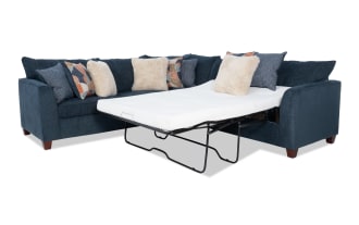 Brynn Navy 114'' 2 Piece Right Arm Facing Sleeper Sectional with Full Gel Mattress