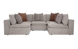 Infinity Gray 117'' 5 Piece Modular Sectional with 3 Armless Chairs, 2 Corners