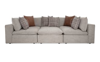 Infinity Gray 117'' 6 Piece Modular Sectional with 3 Armless Chairs, 2 Corners, 1 Ottoman