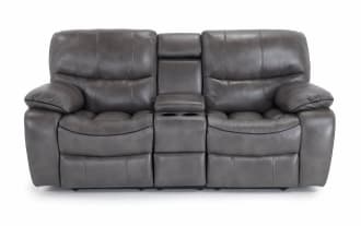 Avenger Gray 78'' Power Reclining Console Loveseat with USB Port