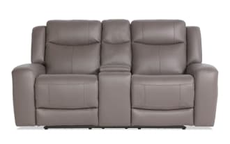 Verona Gray Leather 80'' Power Reclining Console Loveseat with Power Headrest