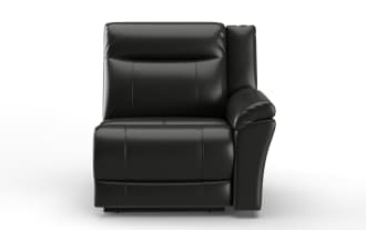 Frontier Black Leather Right Arm Facing Power Recliner with USB & USB-C Ports