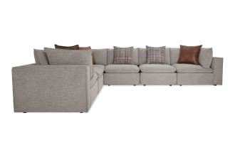 Infinity Gray 150'' 6 Piece Modular Sectional with 3 Armless Chairs, 3 Corners