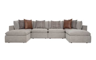 Infinity Gray 150'' 6 Piece Modular Sectional with 2 Armless Chairs, 2 Corners, 2 Ottomans