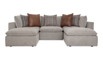 Infinity Gray 119'' 5 Piece Modular Sectional with 2 Corners, 2 Ottomans, 1 Armless Chair