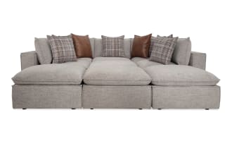 Infinity Gray 147'' 9 Piece Modular Sectional with 4 Ottomans, 3 Armless Chairs, 2 Corners