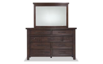 Hudson Pecan 9 Drawer Dresser & Mirror