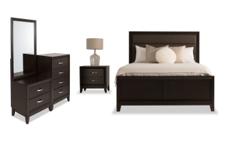 Tremont 4 Piece Twin Espresso Panel Bedroom Set with Chesser