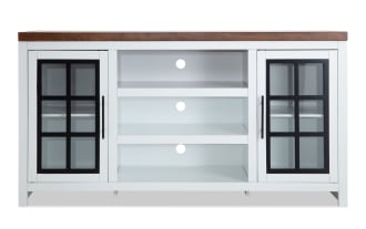 Modern Farmhouse 60'' White & Brown Fully Assembled Storage TV Stand