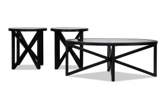 Zoey Dark Espresso Oval Glass Top Coffee & 2 End Table Set