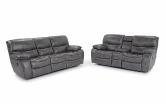 Avenger Gray 89'' Power Reclining Sofa & 78'' Reclining Console Loveseat with USB Port