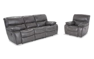 Avenger Gray 89'' Power Reclining Sofa & Recliner with USB Port