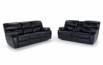 Avenger Black 89'' Power Reclining Sofa & 78'' Reclining Console Loveseat with USB Port