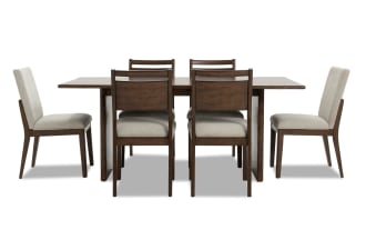 Mango 7 Piece Brown & Beige Solid Wood Upholstered 72'' Dining Set