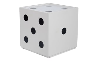 Dice Cube 19'' White Storage Accent Table