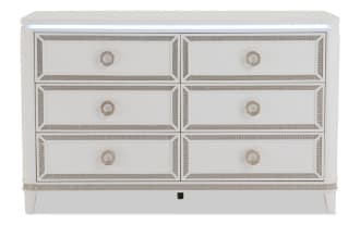 Glitz White 6 Drawer Dresser