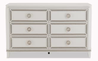 Glitz White 6 Drawer Dresser
