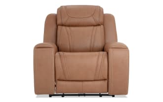 Dynamic Cognac Leather Power Recliner with Power Headrest