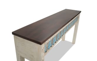 Ivory, Walnut & Sea Blue Console Table