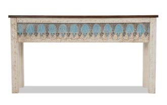 Ivory, Walnut & Sea Blue Console Table