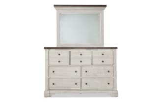 Beaumont White & Gray 7 Drawer Dresser & Mirror