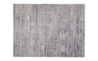 Linea 8' x 10' Cream & Charcoal Abstract Shag Rug