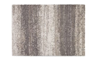 Oliver 5' x 7' White & Gray Striped Shag Rug