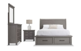Hudson 4 Piece Queen Gray Storage Platform Bedroom Set
