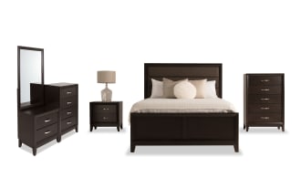 Tremont 5 Piece Queen Espresso Panel Bedroom Set with Chesser