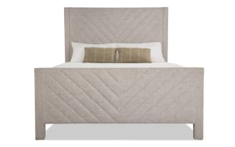 Calvin Queen Oatmeal Upholstered Panel Bed