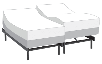 Power Bob Elite Base with Twilight 15.5'' Split California King Plush Mattress set in gray and white, featuring adjustable head and foot positions, USB ports, and cooling Bob's Twilight™ memory foam technology.