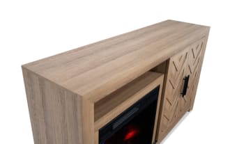 Calvin 59.5'' Light Brown Fully Assembled Fireplace and TV Stand